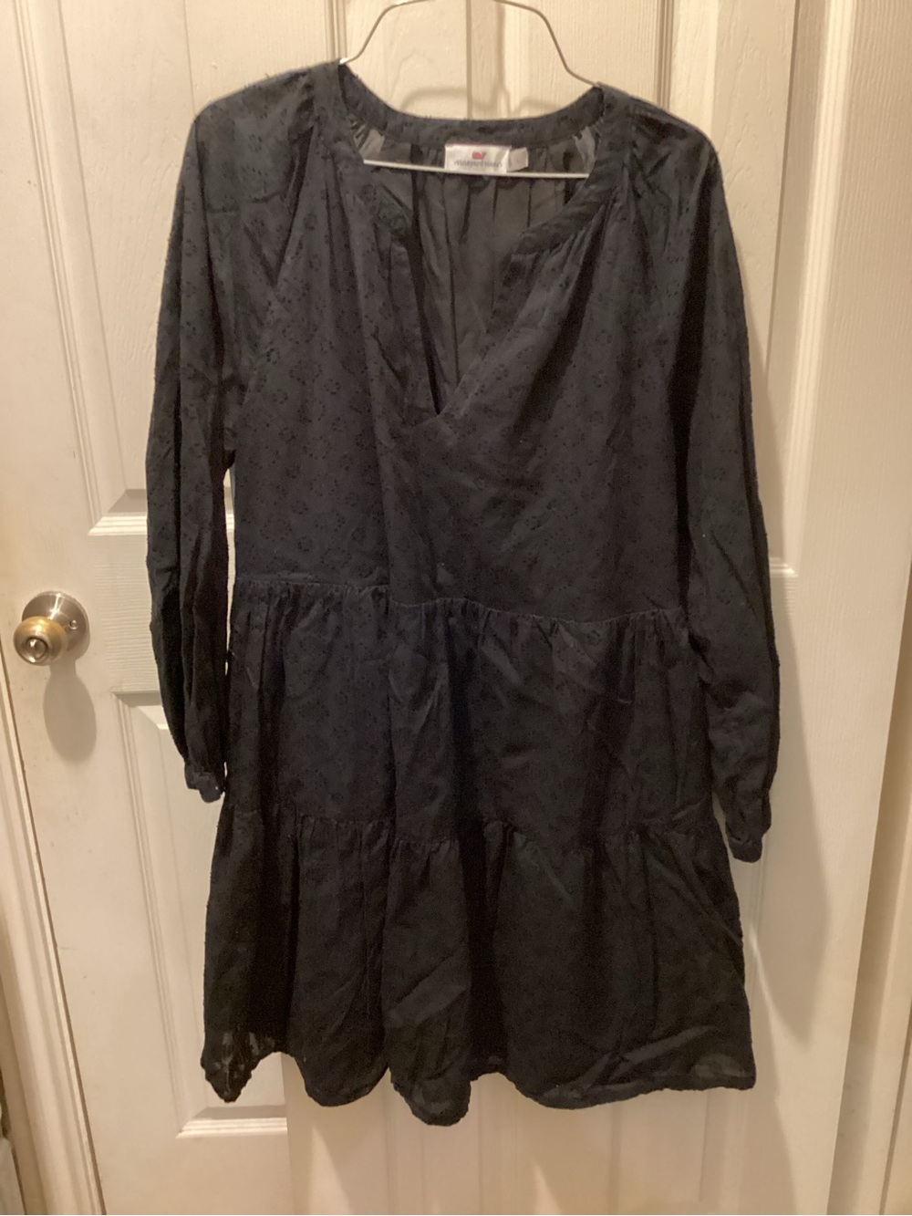 Vineyard Vines Black Tiered Long-Sleeve Dress